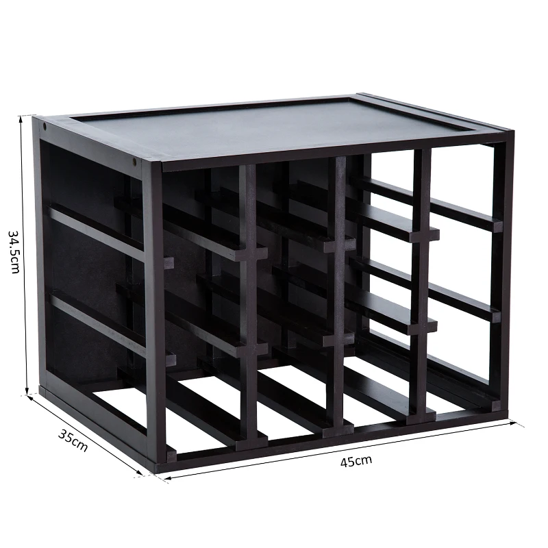 HOMCOM STOJAK REGAŁ NA WINO DLA 12 BUTELEK 3 POZIOMY SOSNA brązowy