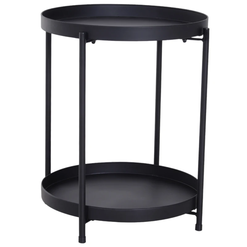 HOMCOM® ŁAWA STOLIK KAWOWY TACA metal czarny 51 x 65 cm (ØxW)