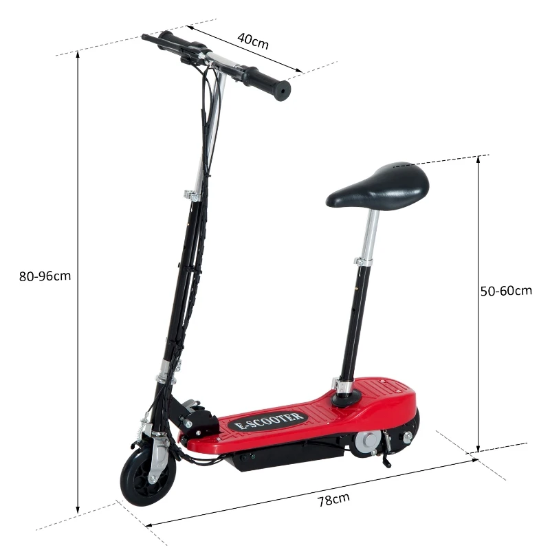 HOMCOM HULAJNOGA ELEKTRYCZNA Z SIEDZENIEM 120 W czerwona