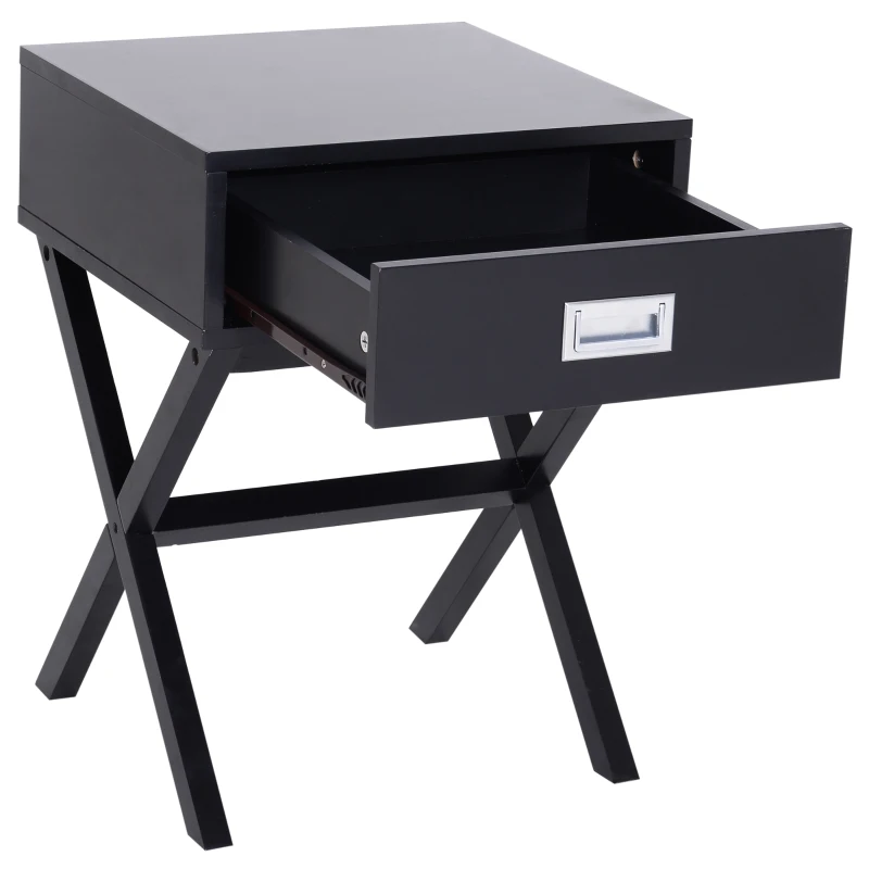 HOMCOM® SZAFKA NOCNA Z SZUFLADĄ STOLIK drewno czarny