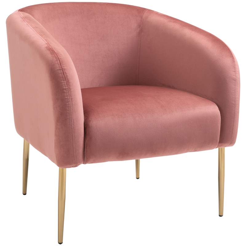 Fotel do salonu sypialni krzeslow velvet metalowy róż HOMCOM ®