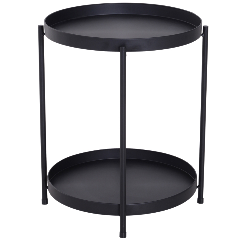 HOMCOM® ŁAWA STOLIK KAWOWY TACA metal czarny 51 x 65 cm (ØxW)