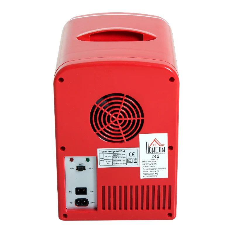 HOMCOM MINI LODÓWKA PODGRZEWACZ 4 LITRY CZERWONA 28X 20X 30 CM (DXSXW)