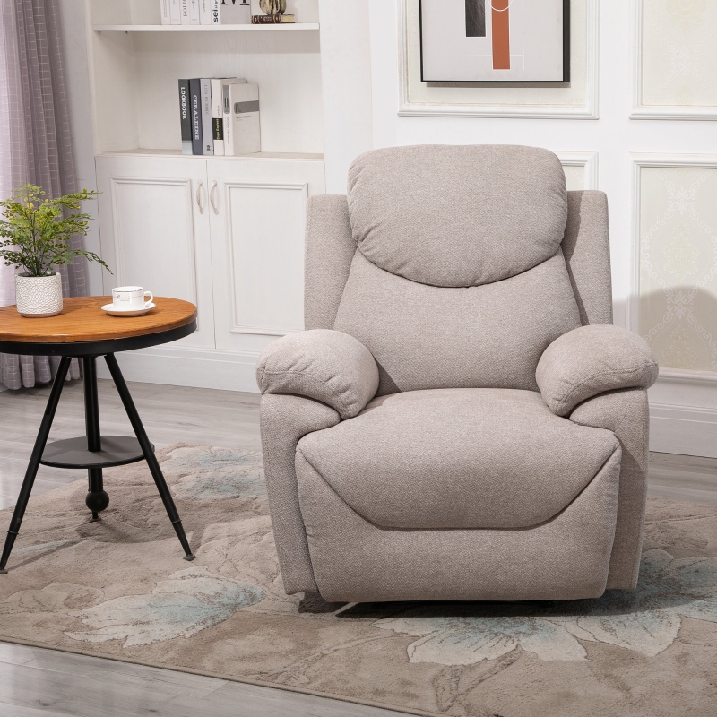 Fotel relaksacyjny odchylany o 150° sofa jednoosobowa recliner TV fotel lniany beżowy HOMCOM®