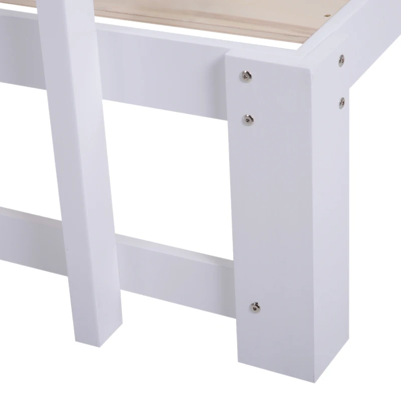 HOMCOM® RAMA ŁÓŻKA DREWNIANA PODWÓJNA W ZESTAWIE STELAŻ Z LISTEW ŁATWY MONTAŻ ZE SCHOWKIEM biały 214 x 165 x 82 cm maks. obciążenie 250 kg