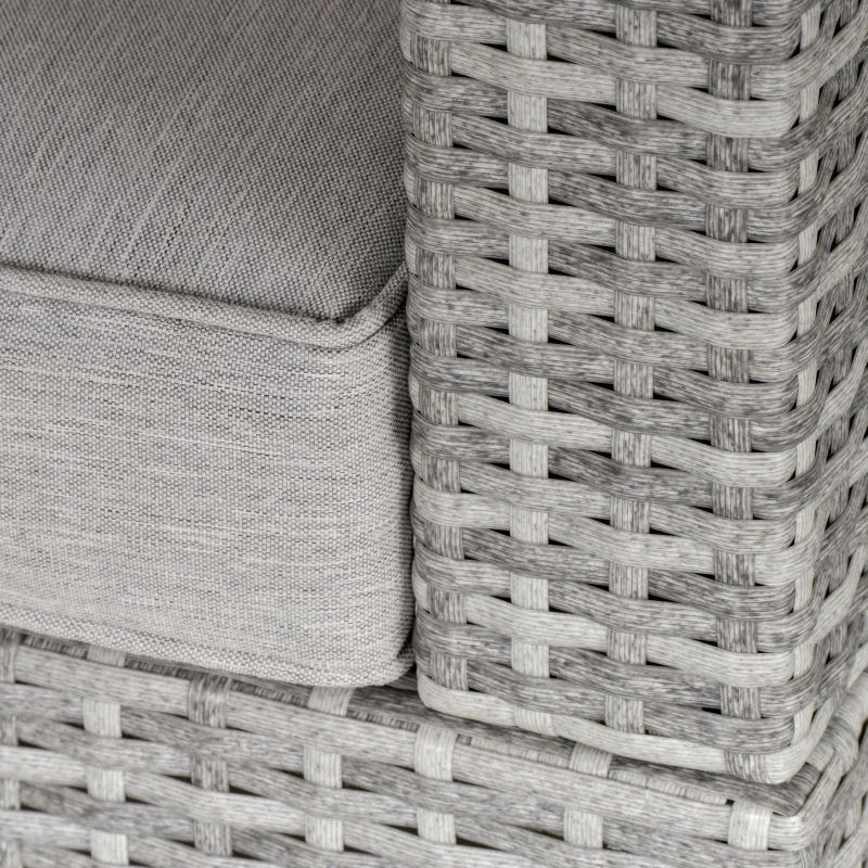 Pojedyncze krzesło z poduszką Krzesło ogrodowe rattanowe krzesło ogrodowe stalowoszare Outsunny®