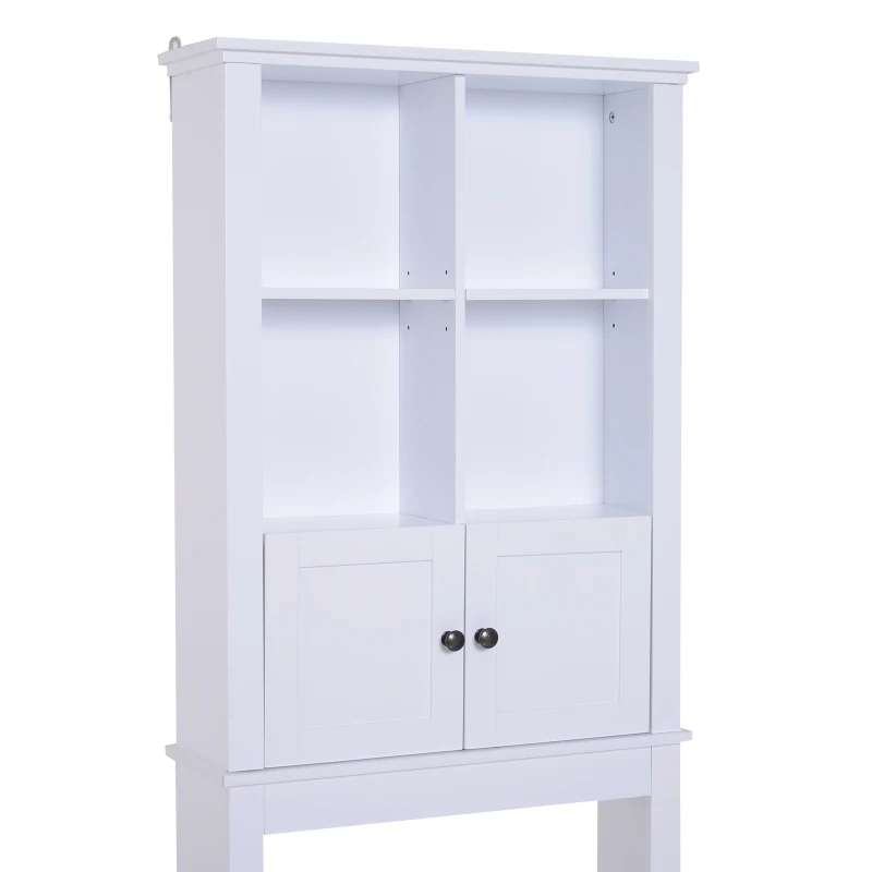 HOMCOM® SZAFKA ŁAZIENKOWA WYSOKA MEBLE ŁAZIENKOWE PÓŁKA WISZĄCA WIELOFUNKCYJNA 6 PÓŁEK drewno biała 60 x 19,6 x 170,5 cm