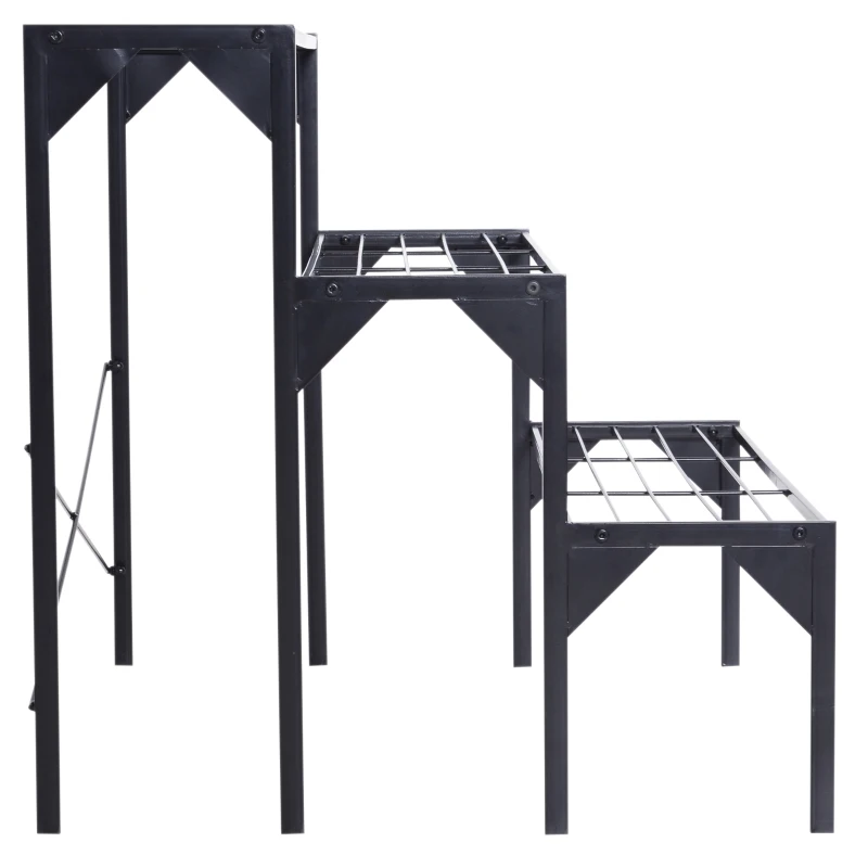 Outsunny® STOJAK NA KWIATY SCHODKI KWIETNIK REGAŁ ŁAWKA metal czarny 85 x 65,5 x 66 cm