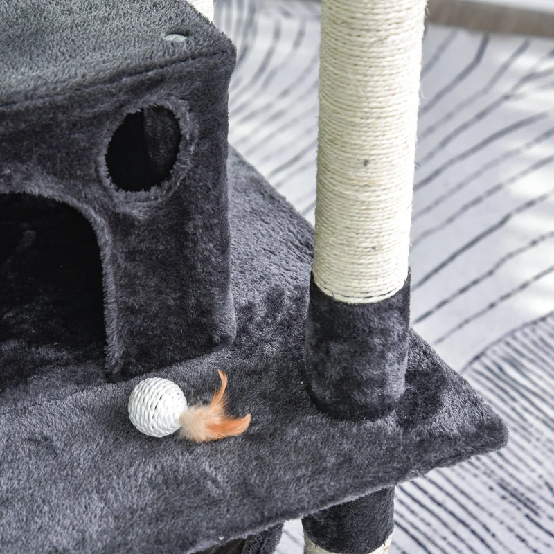 Drapak dla kota 5-poziomowy drapak do ostrzenia pazurów Domek dla kota z hamakiem i sizalowymi słupkami piłka do zabawy plusz