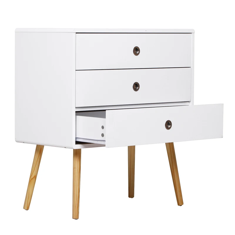 HOMCOM® SZAFKA NOCNA Z 3 SZUFLADAMI STOLIK SZAFKA DO PRZEDPOKOJU drewno biały 73 x 40 x 81,5 cm