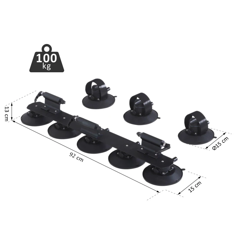 HOMCOM® BAGAŻNIK DACHOWY ROWEROWY Z ZACISKAMI 3 x ROWERY aluminium czarny 32 x 15 x 13 cm (DxSxW)