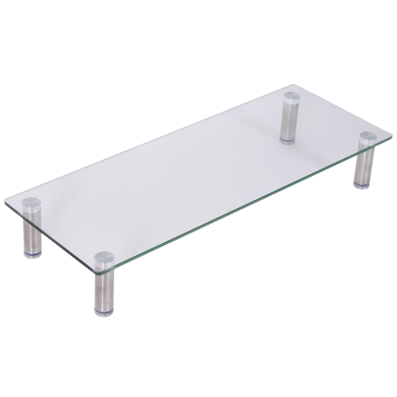 Vinsetto® PODSTAWKA POD MONITOR STOJAK NA EKRAN REGULACJA WYSOKOŚCI szkło metal 56 x 21 x 9–11 cm