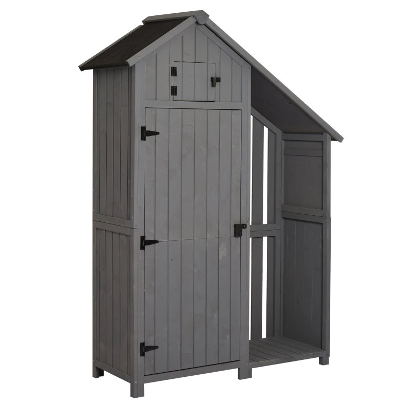 Szopa ogrodowa Duża szafka narzędziowa Altana ogrodowa Drewno Jodłowe Szary Czarny Outsunny®