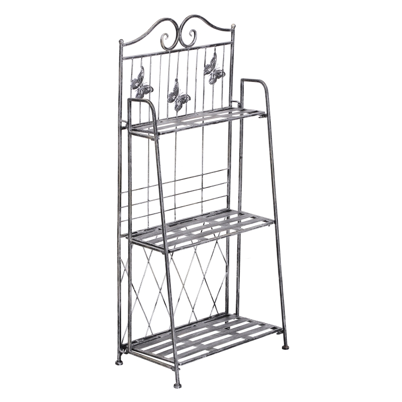 Regał na rośliny kwiaty stojak ogrodowy 3-poziomowy metal składany srebrny 44 x 25 x 96 cm Outsunny