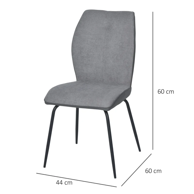 Zestaw 2 krzeseł do jadalni Krzesło kuchenne Krzesło biurowe pianka len PU szary