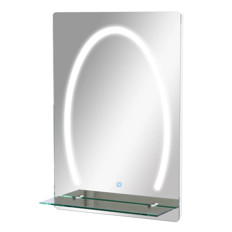 kleankin® LUSTRO ŁAZIENKOWE Z OŚWIETLENIEM LED PÓŁKA SZKLANA