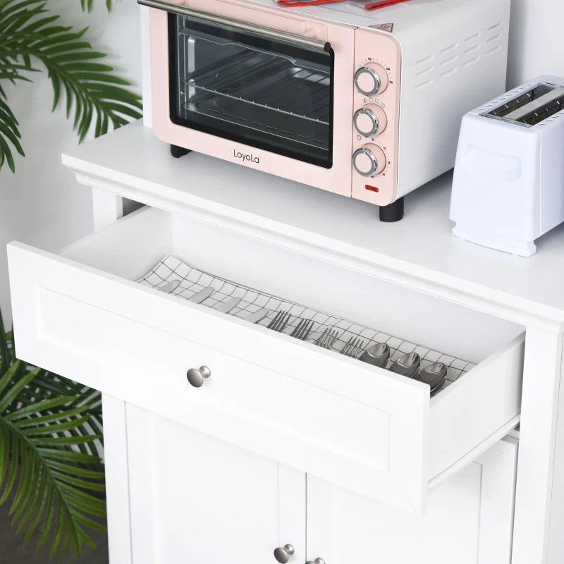 HOMCOM Szafka kuchenna z szufladą, Szafka wysoka z regulowanymi półkami, Komoda, MDF, płyta wiórowa, 79 x 40 x 180 cm