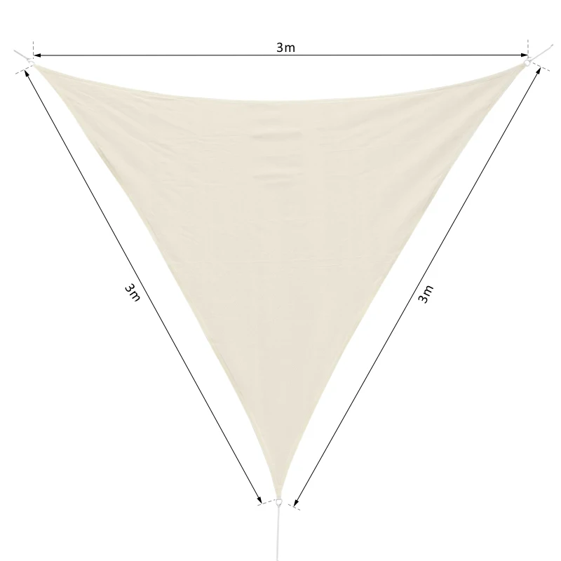 Żagiel przeciwsłoneczny trójkąt 3x3x3m hdpe kremowy Outsunny