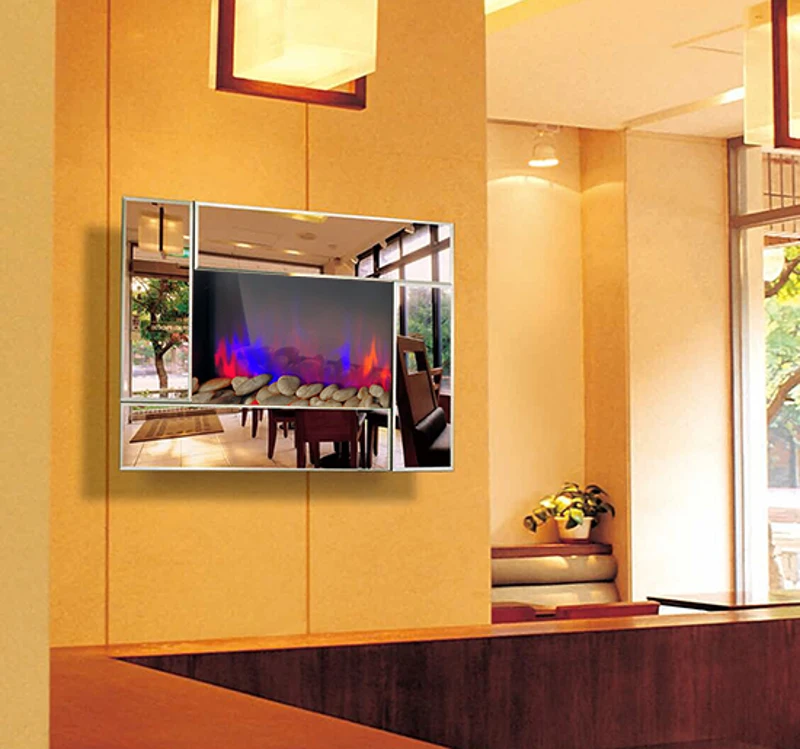 HOMCOM KOMINEK ELEKTRYCZNY LED 900/1800 W srebrny