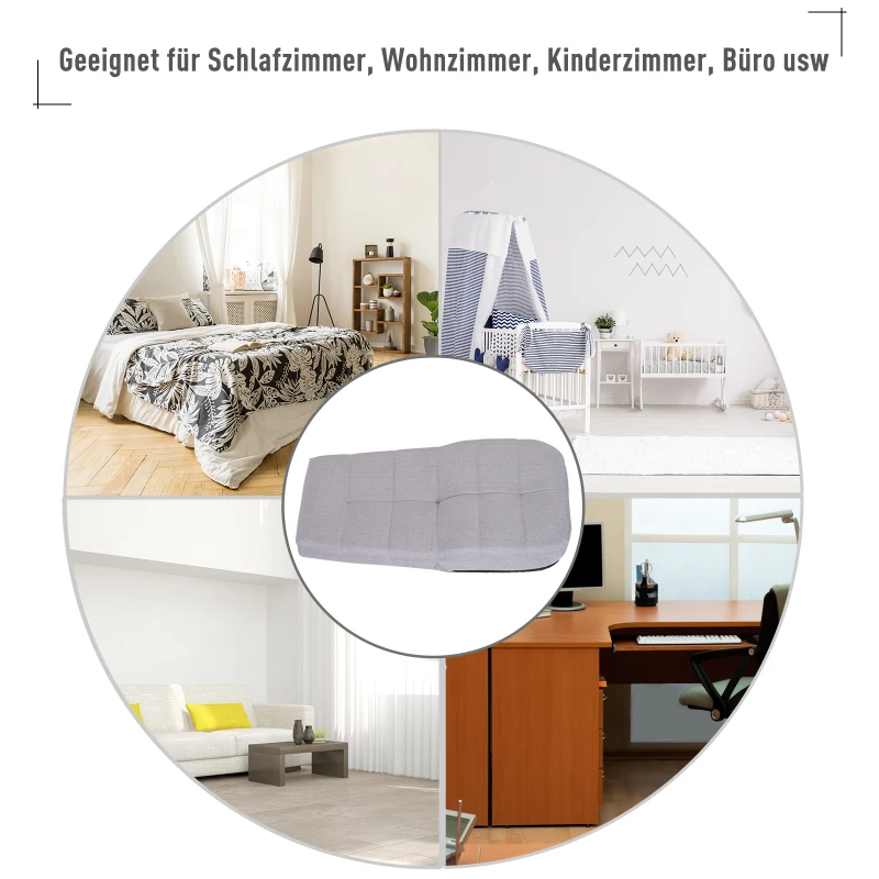 HOMCOM® SIEDZISKO KRZESŁO TAPICEROWANE FOTEL NISKI BEZ NÓŻEK Z OPARCIEM 5-STOPNIOWA REGULACJA len metalowy stelaż jasnoszary 63 x T65 x 60 cm