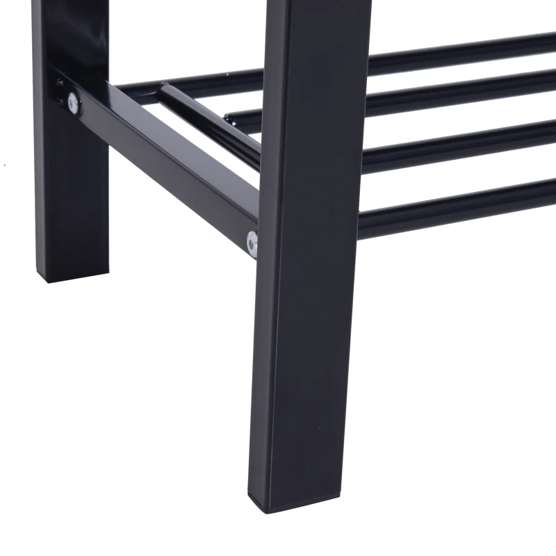 HOMCOM® REGAŁ NA BUTY Z 2 PÓŁKAMI STOJAK NA BUTY ŁAWKA STAL czarny