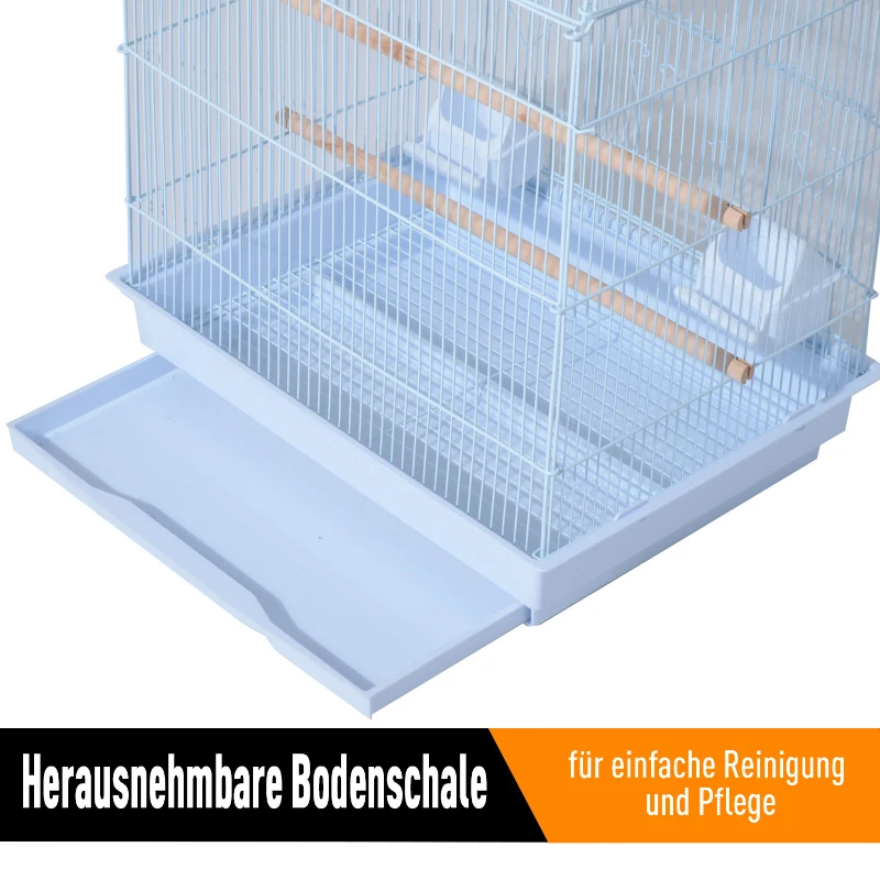 PawHut® KLATKA DLA PTAKÓW WOLIERA DLA PAPUG PAPUŻKA FALISTA Z RUCHOMYM STOJAKIEM biała 47,5x37x153 cm