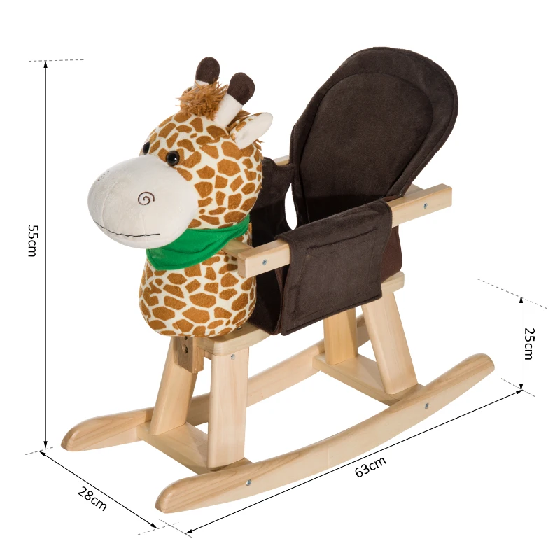 HOMCOM ŻYRAFA  NA BIEGUNACH GRAJĄCA brązowa