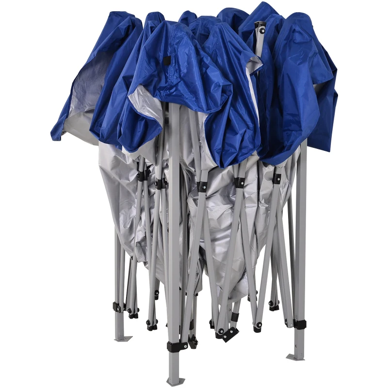 Outsunny® Pawilon Składany 4 Ścianki Siatkowe Namiot Ogrodowy Pop-Up Regulacja Wysokości Stal Niebieski