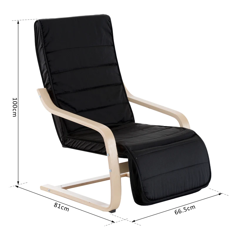 HOMCOM® Fotel Wypoczynkowy Krzesło Relaksacyjne Nakładka Czarny