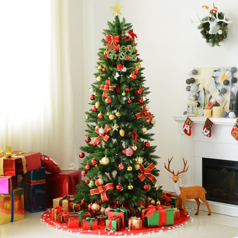 HOMCOM® CHOINKA JODŁA 210 cm Z METALOWYM STOJAKIEM 865 GAŁĘZI zielona