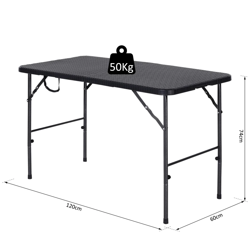 Outsunny® Stół Składany Kempingowy Piknikowy Przenośny Metal Czarny
