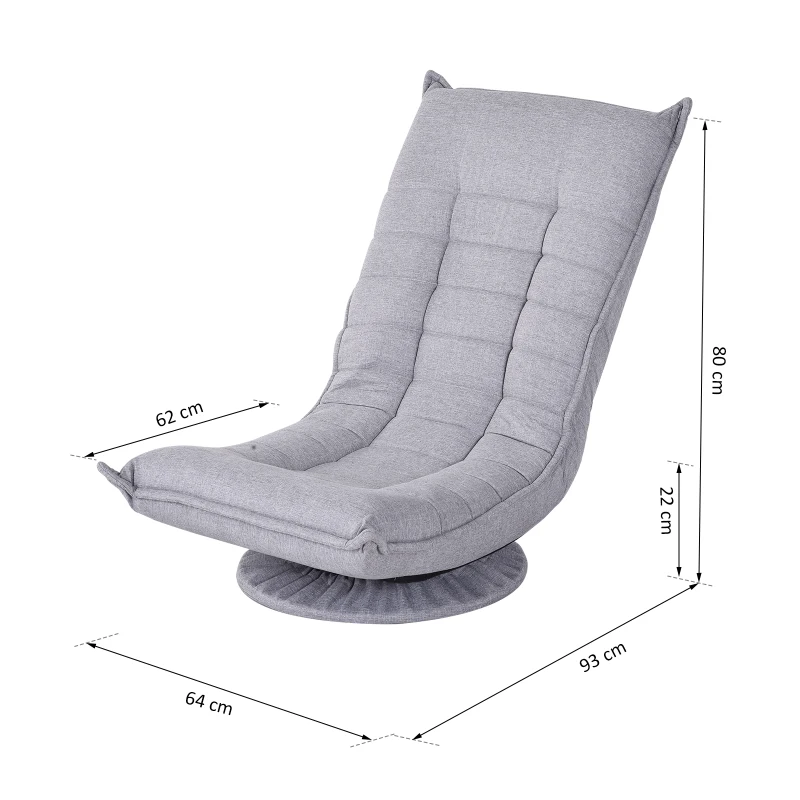 HOMCOM® SKŁADANE KRZESŁO TAPICEROWANE OBICIE SIEDZENIA I OPARCIA Z LNU jasnoszary 64 x 93 x 80 cm