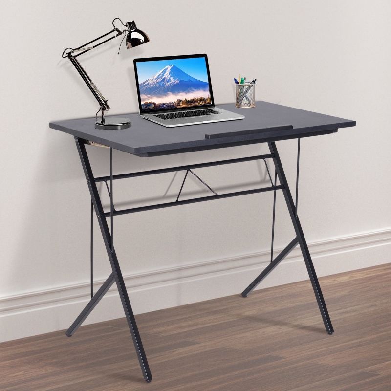 Vinsetto® STOLIK NA LAPTOP ODCHYLANY BIURKO DZIECIĘCE Z REGULACJĄ WYSOKOŚCI czarny 90 x 50 x (76–91) cm