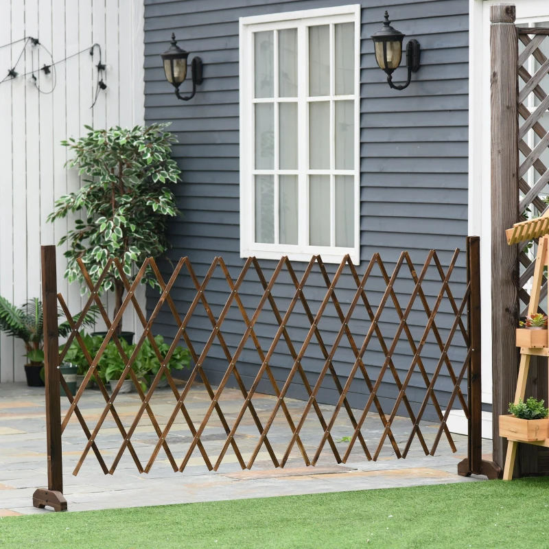 Barierka ogrodzenie płotek harmonijkowy rozciągane 35-300 cm drewno karbonizowane Outsunny