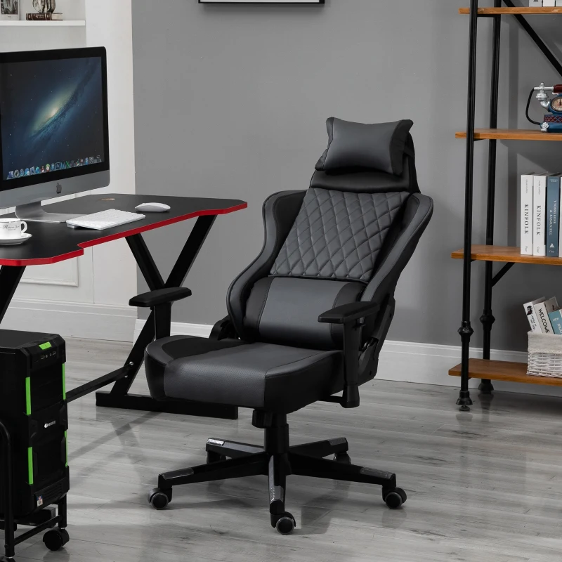 Ergonomiczne krzesło do gier, krzesło biurowe z funkcją przechylania, z regulacją wysokości, czarne