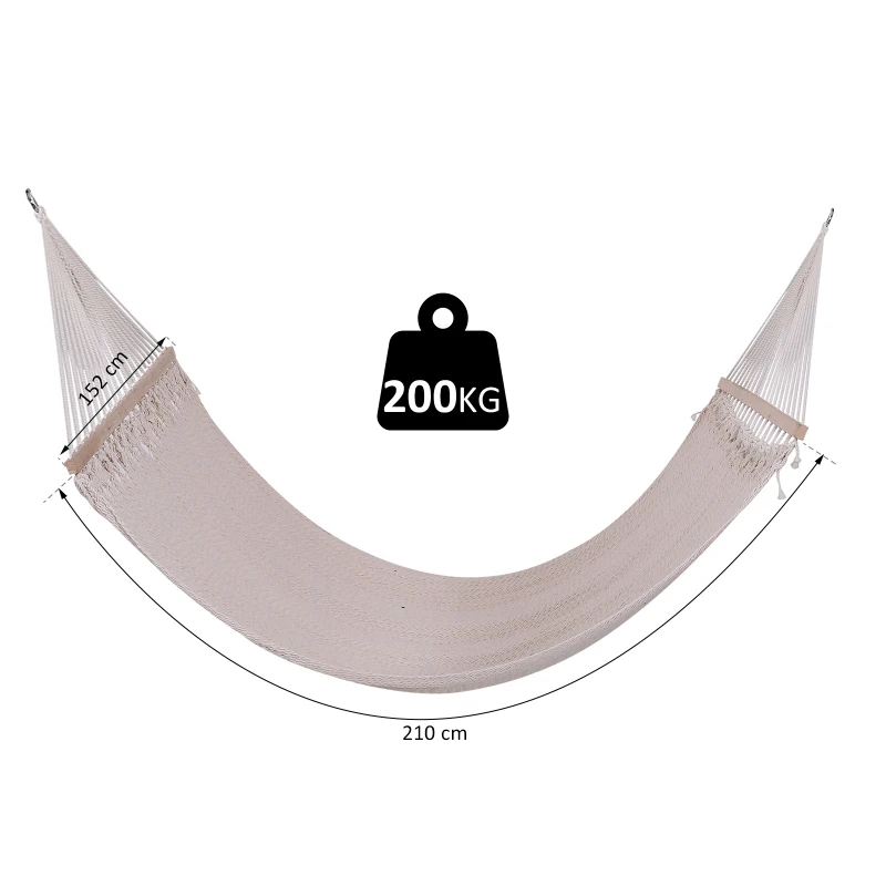 Outsunny® HAMAK PODWÓJNY ODPORNY NA WARUNKI ATMOSFERYCZNE I PROMIENIE UV 2,1 x 1,5 m do 200 kg poliester kremowo-biały