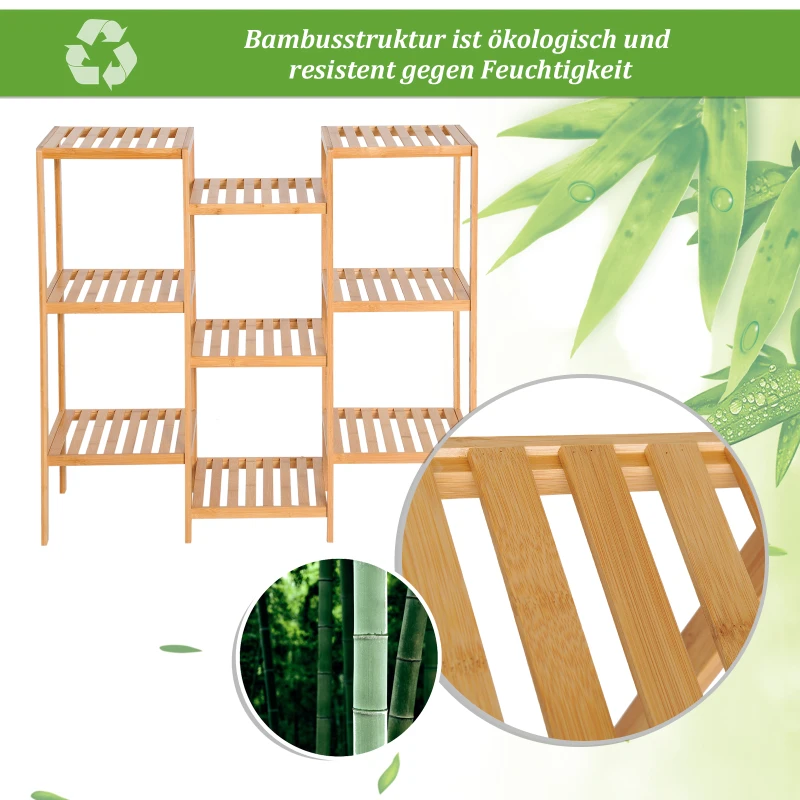 HOMCOM® REGAŁ ŁAZIENKOWY STOJĄCY bambusowy 9 PÓŁEK DIY