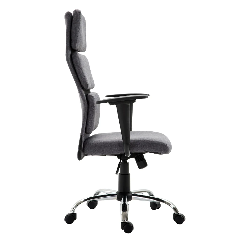 HOMCOM FOTEL OBROTOWY BIUROWY KRZESŁO SZEFA LEN szary