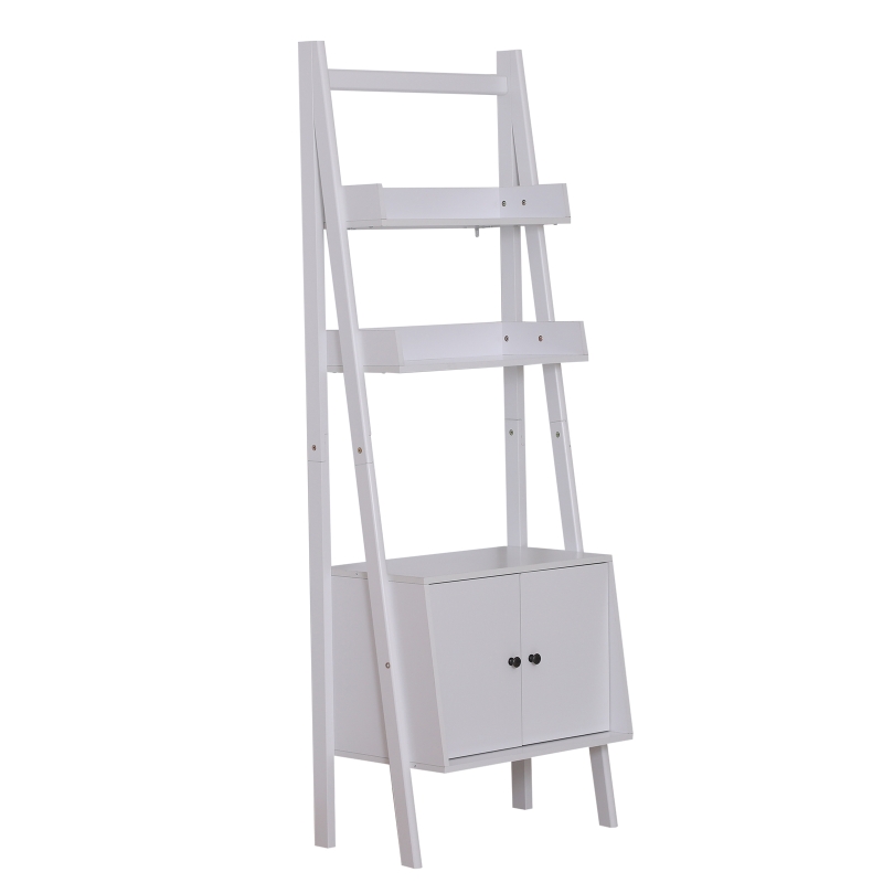 HOMCOM® REGAŁ STOJĄCY STOPNIE NA KSIĄŻKI DRABINKA SZAFKA x 3 PÓŁKI drewno biały 65 x 40 x 180 cm