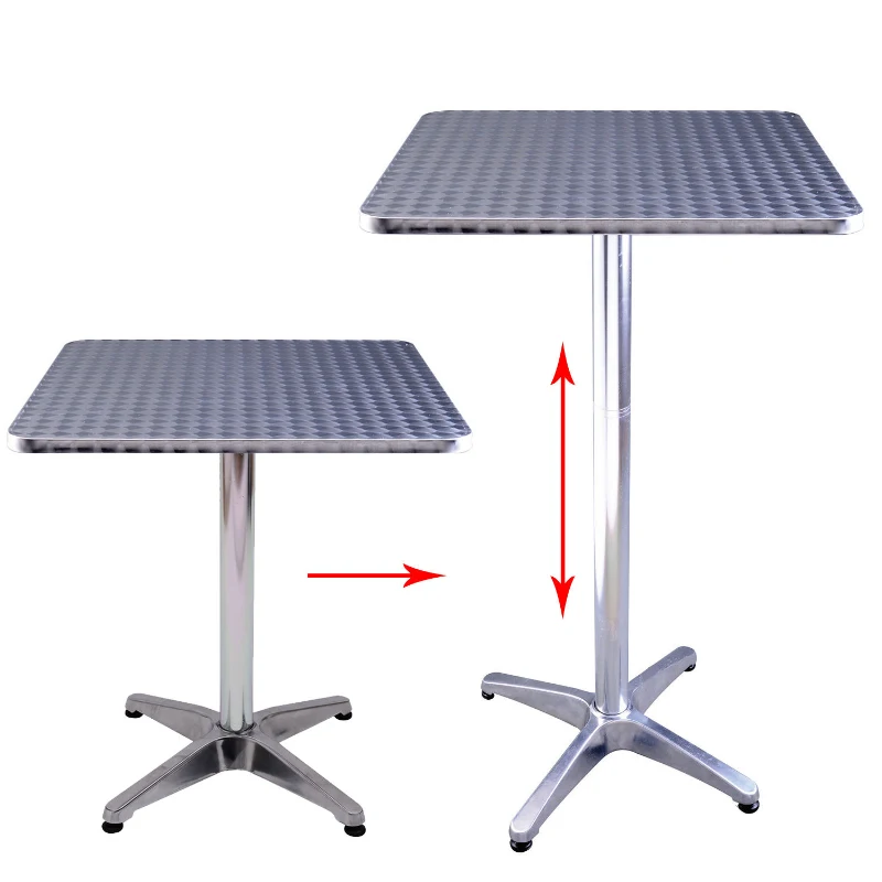 HOMCOM STÓŁ BAROWY BISTRO PUB REGULACJA WYS. KWADRAT ALUMINIUM srebrny