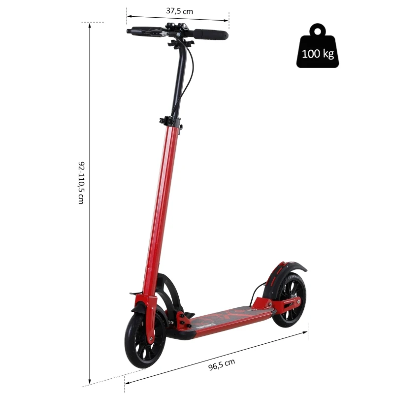 Homcom® Hulajnoga Dziecięca z Amortyzacją Regulacja Wysokości Aluminium Czerwona