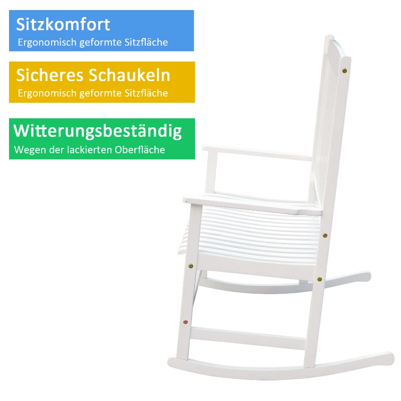 Outsunny HUŚTAWKA ŁAWKA OGRODOWA 2 SIEDZENIA biała drewniana