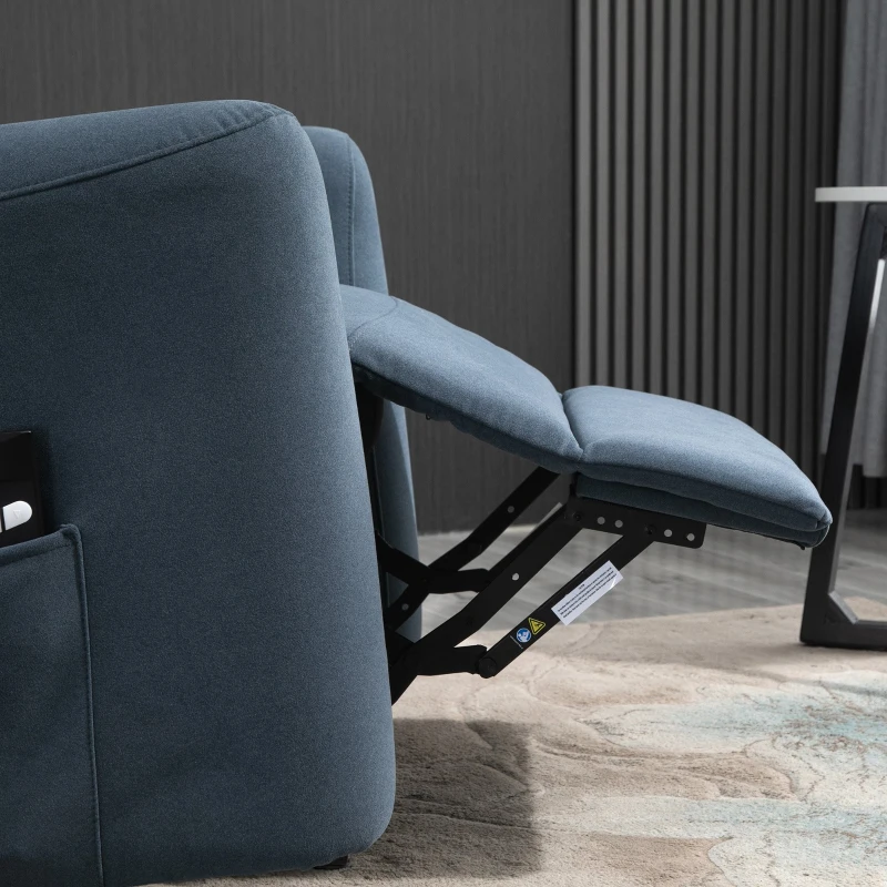 Fotel wypoczynkowy z funkcją wstawania Fotel TV z funkcją odchylania linen touch niebieski HOMCOM®