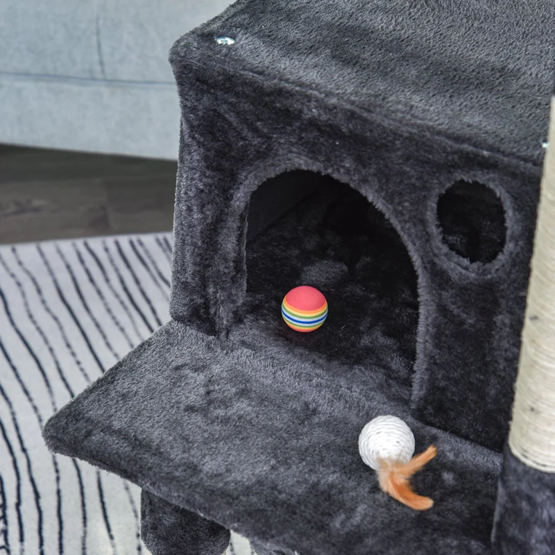 Drapak dla kota 5-poziomowy drapak do ostrzenia pazurów Domek dla kota z hamakiem i sizalowymi słupkami piłka do zabawy plusz