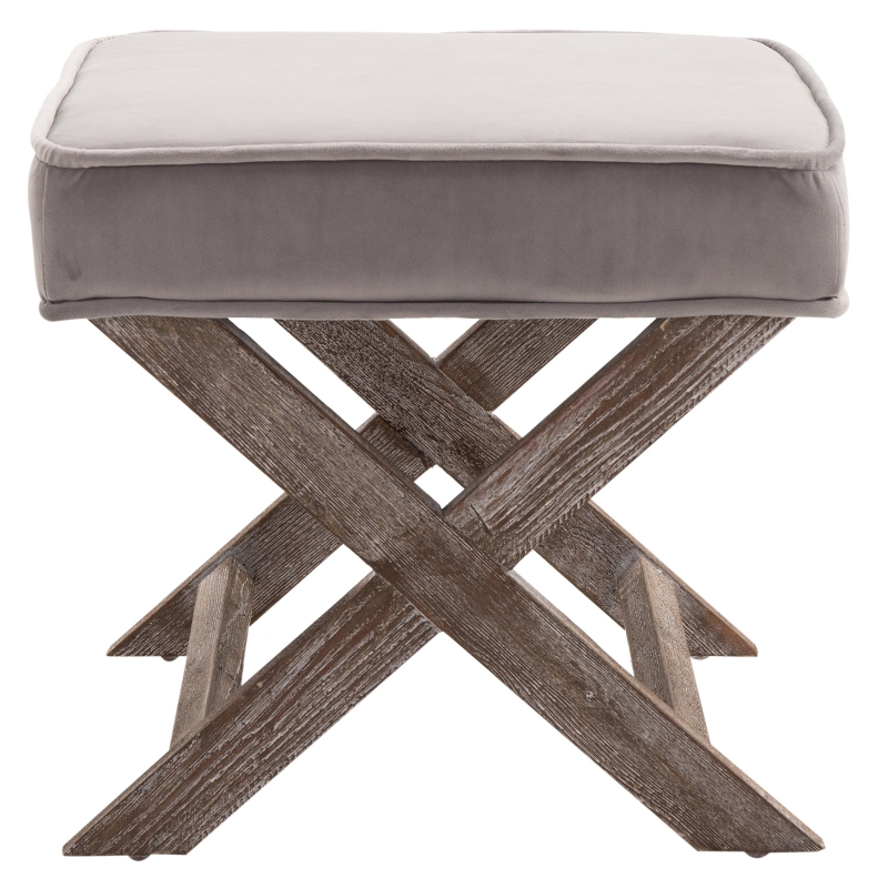 HOMCOM® PODNÓŻEK STOŁEK TAPICEROWANY ŁAWKA Chesterfield AKSAMIT szary