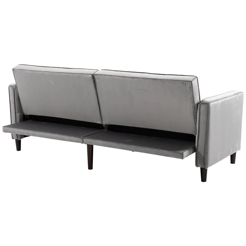 HOMCOM® SOFA ROZKŁADANA 3-OSOBOWA GRUBE OBICIE FLANELOWE METALOWY STELAŻ OBCIĄŻENIE 250 KG 205 x 98 x 98 cm