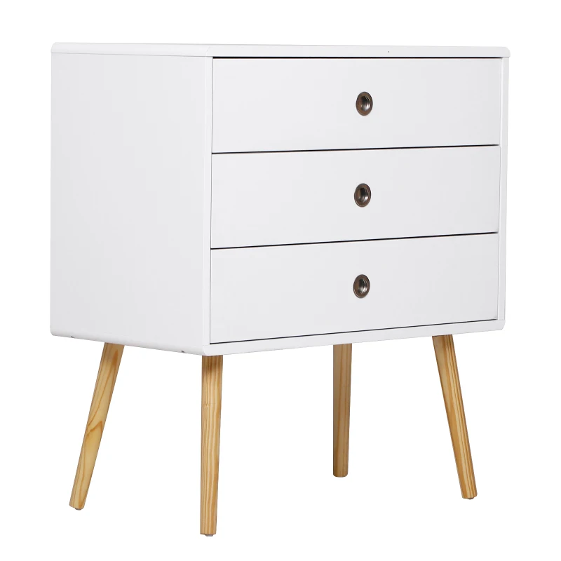 HOMCOM® SZAFKA NOCNA Z 3 SZUFLADAMI STOLIK SZAFKA DO PRZEDPOKOJU drewno biały 73 x 40 x 81,5 cm