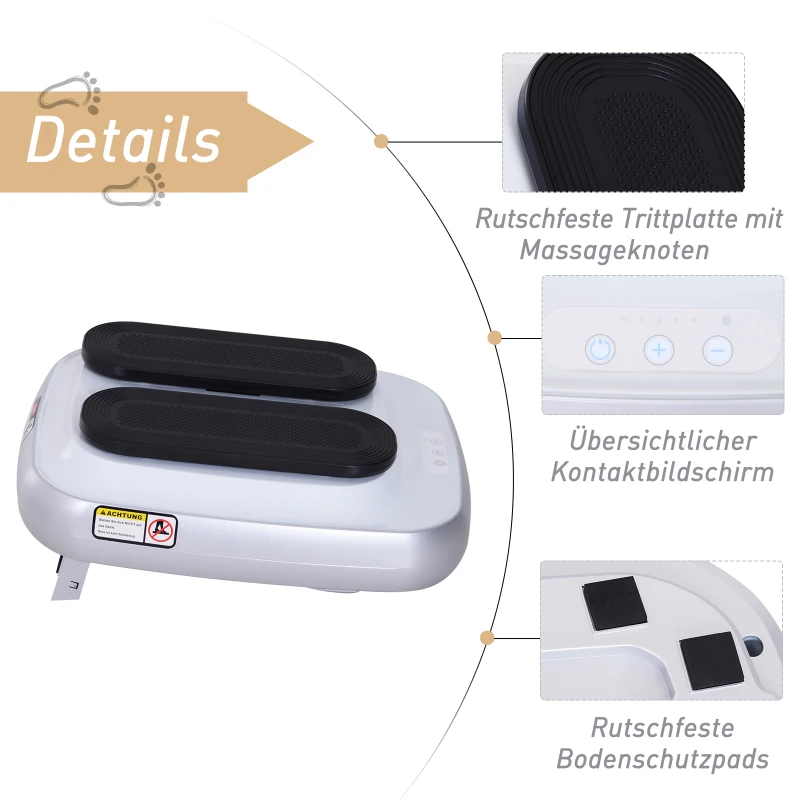HOMCOM® TRENER NÓG TRENAŻER ELEKTRYCZNY 5-STOPNIOWA REGULACJA stal + guma ABS biały + czarny 46 x 40,5 x 13,5 cm
