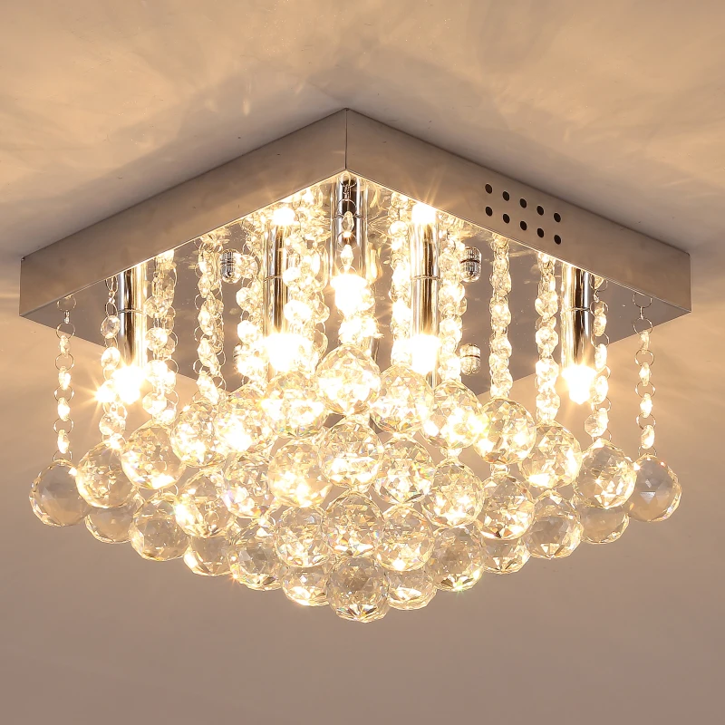 HOMCOM® LAMPA SUFITOWA ŻYRANDOL kryształowy 25W stal szlachetna