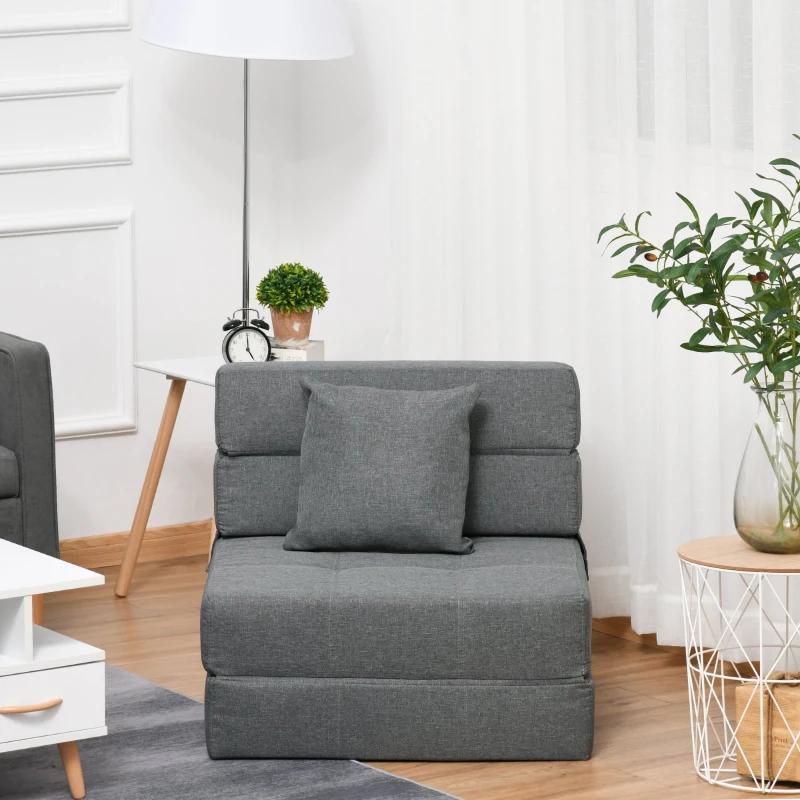 Fotel rozkładany sofa rozkładana sofa-łóżko sofa jednoosobowa z poduszkami do prania szary